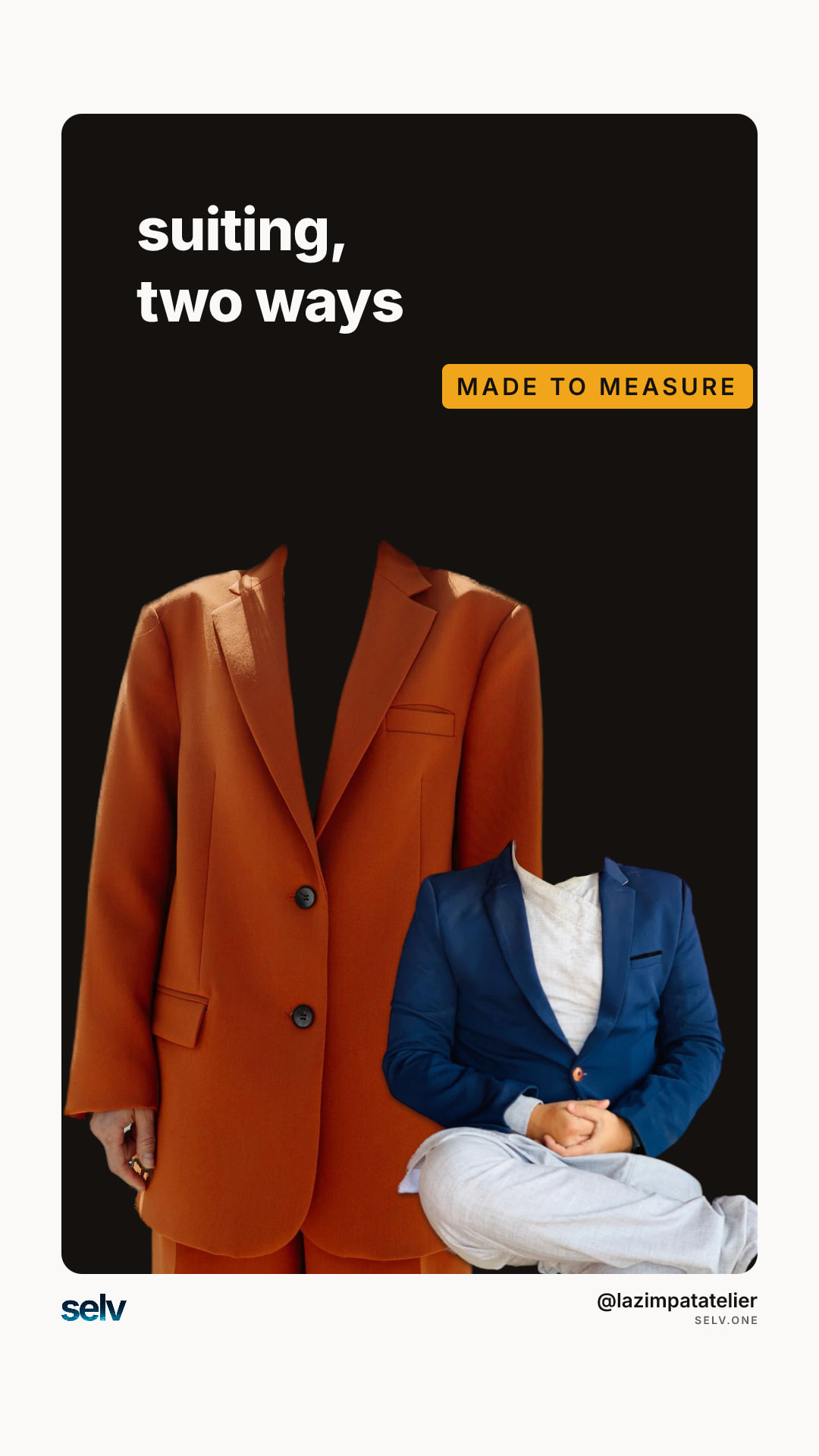 suiting, two ways, drawn for a story